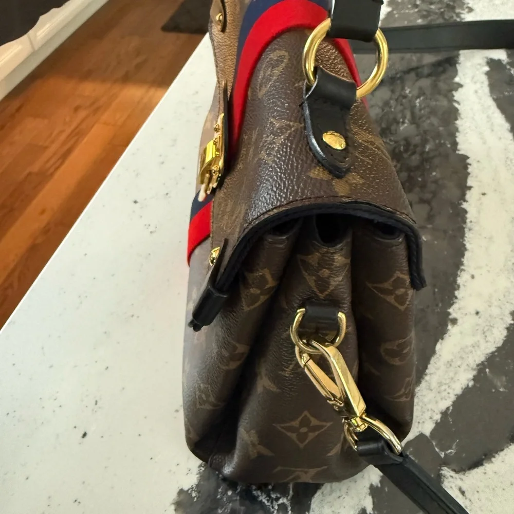 Louis Vuitton Georges Monogram BB Tote with Red and Blue Stripe with Top Handle - Picture 3 of 14